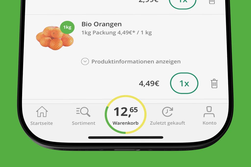Detailed view of the Bringmeister in-app basket