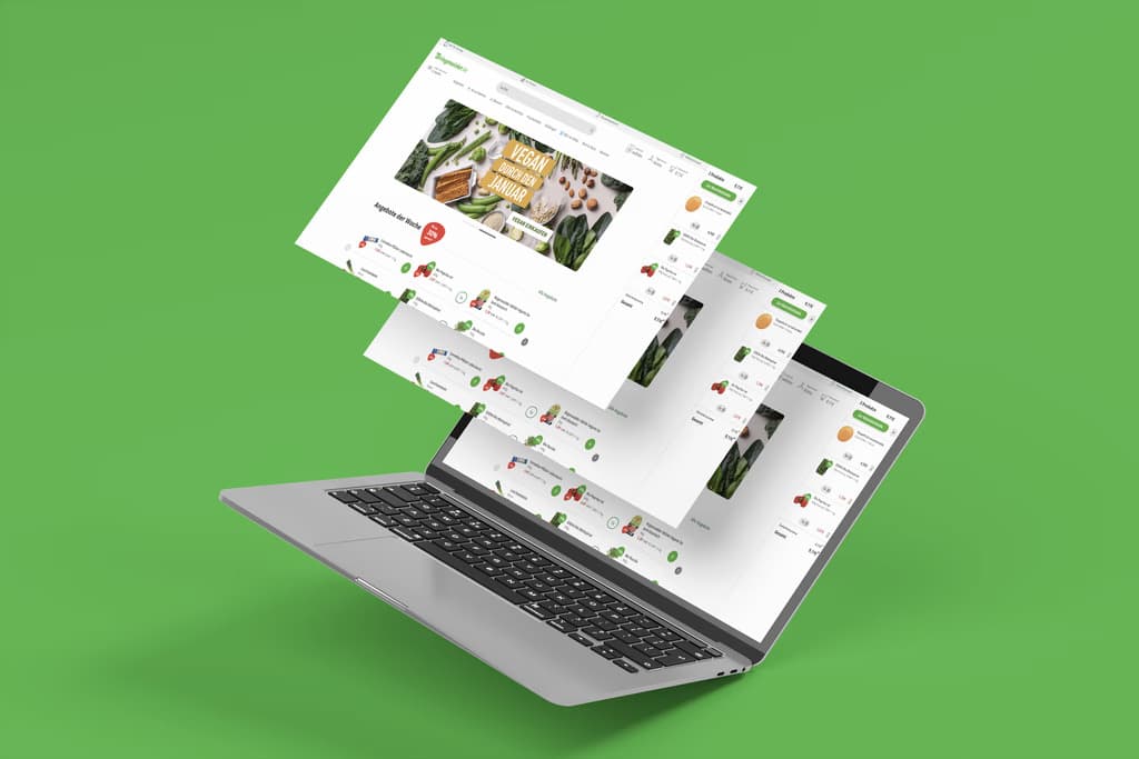 Bringmeister web shop displayed on a laptop